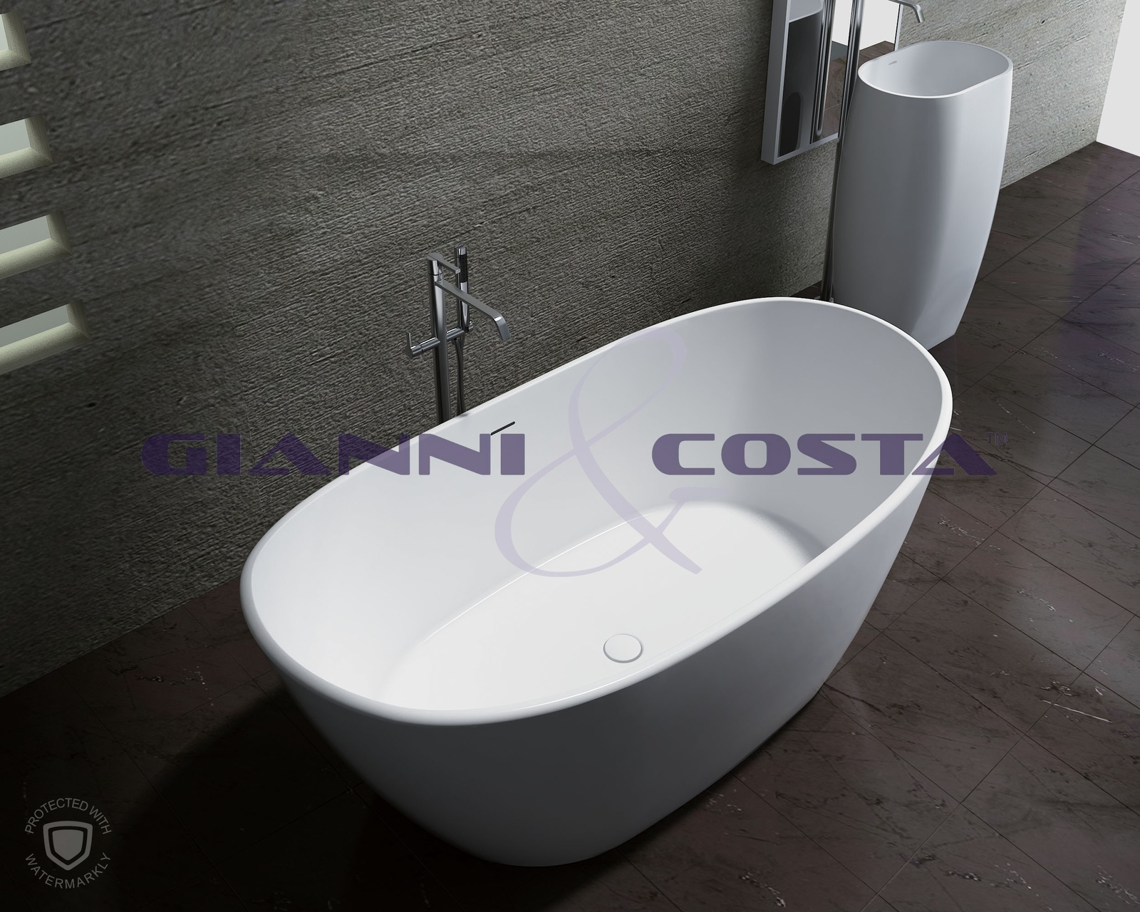 Solid Surface Free Standing Bath Tub Model Amos GC1009 1420mm