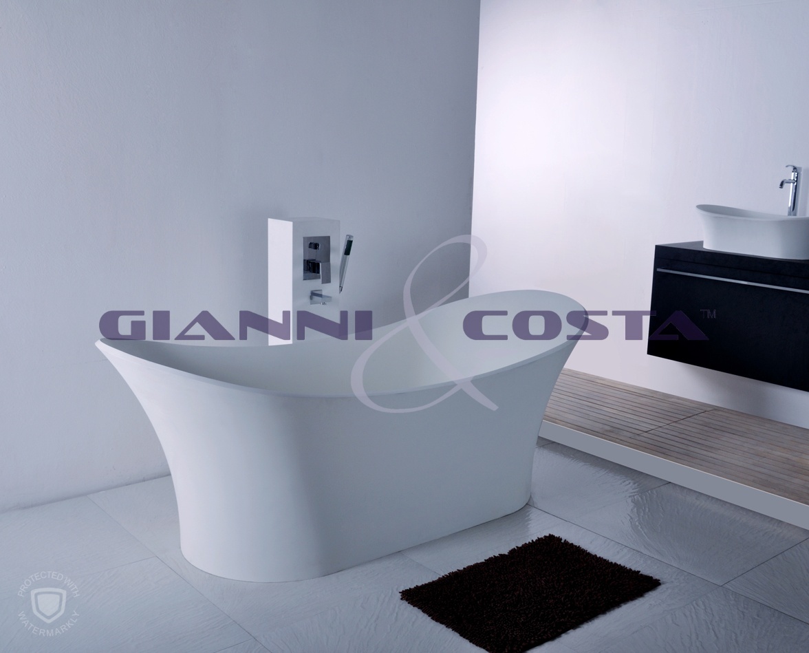 Solid Surface Free Standing White Matt Bath Tub Model Tivoli GC1020 1750mm