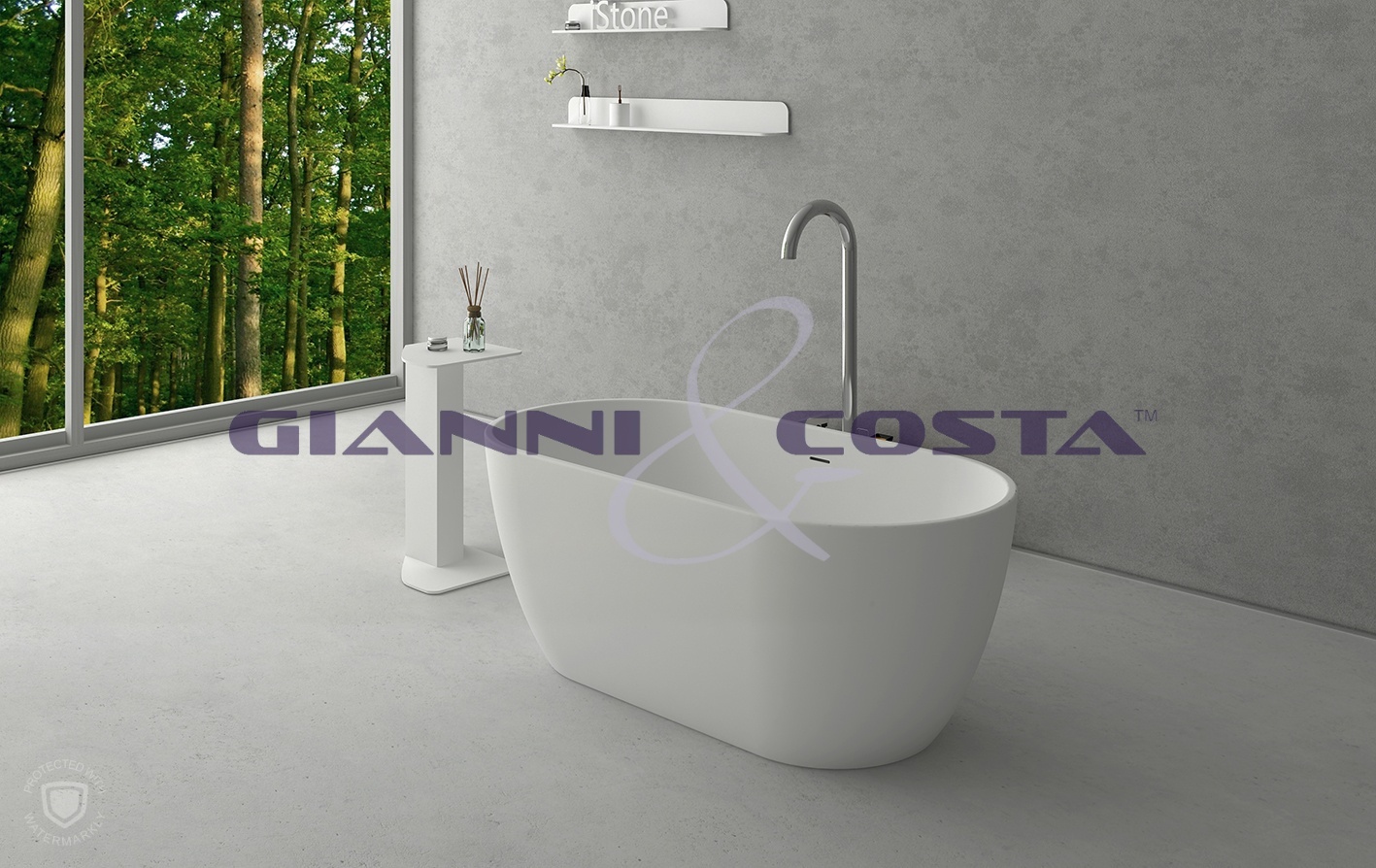 Solid Surface Free Standing Bath Tub Model Carrara GC65103 1500mm