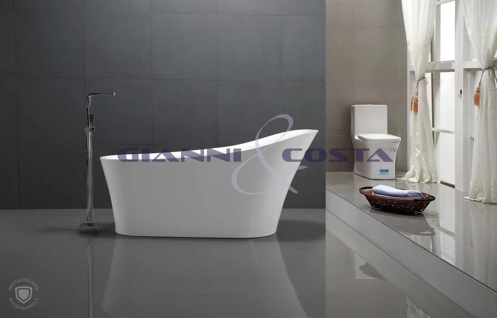 Acrylic Free Standing Bath Tub Model Helio-N GC6819 1700mm