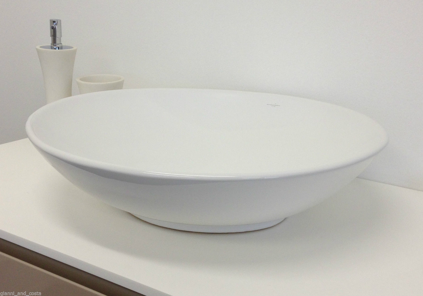  CERAMIC OVAL ABOVE COUNTER TOP BASIN FOR VANITY INCLUDES POP - UP WASTE