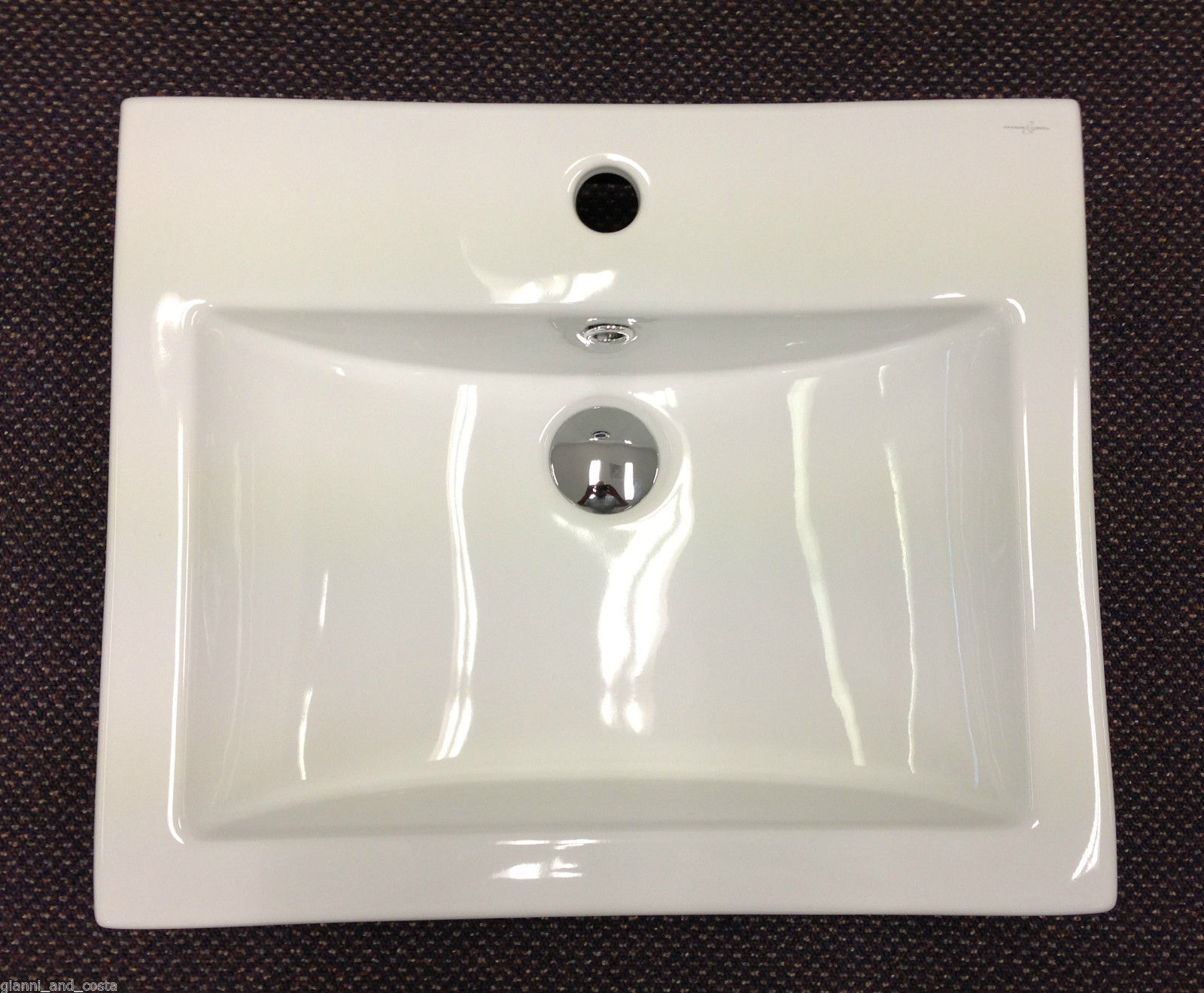 CERAMIC RECTANGULAR ABOVE COUNTER TOP BASIN INCLUDES POP-UP WASTE