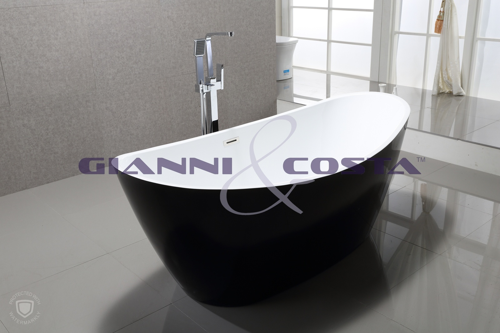 Acrylic Free Standing Bath Tub - Black - Model Aphrodite GC1011B 1600mm