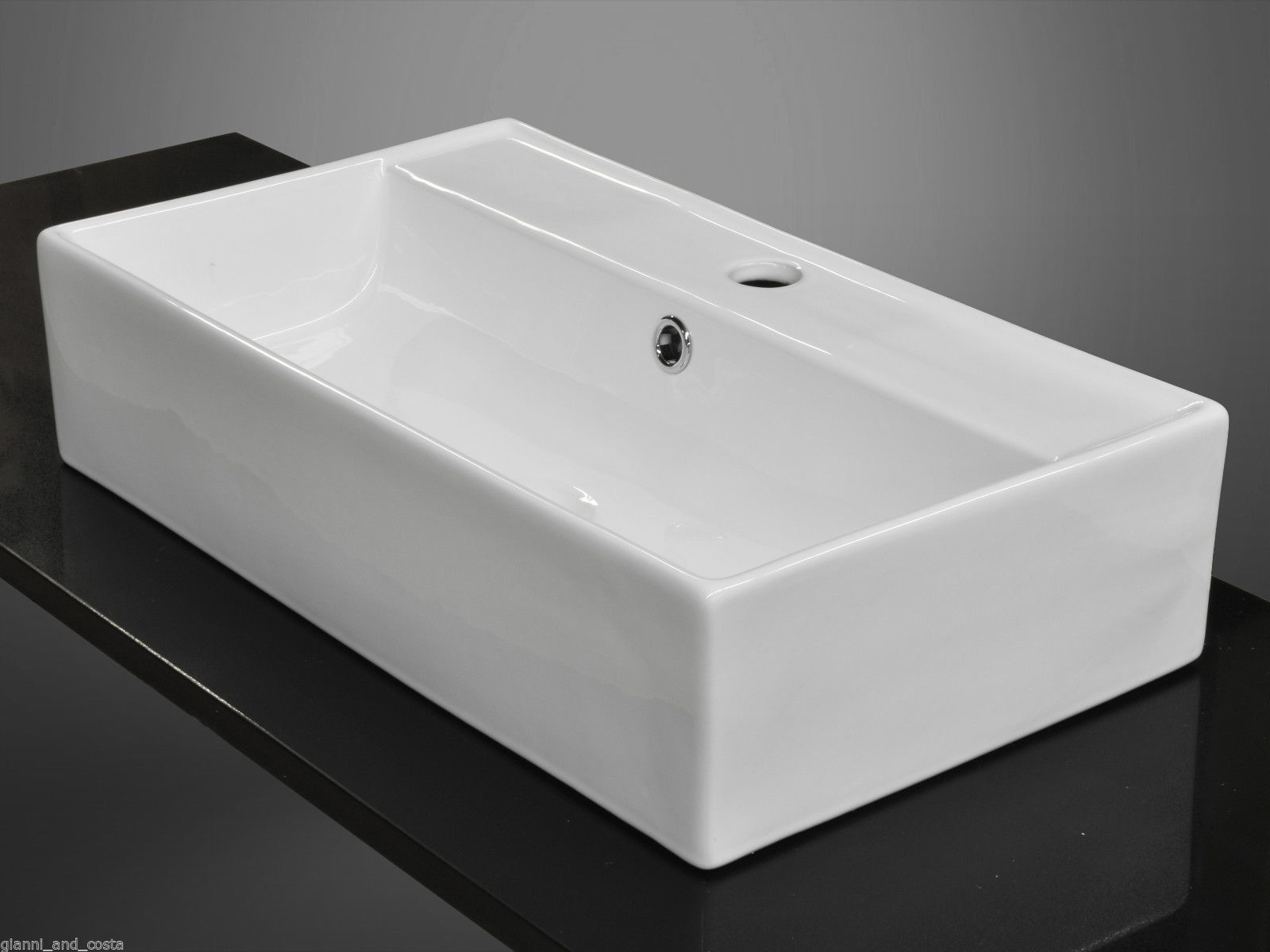  CERAMIC RECTANGULAR ABOVE COUNTER TOP BASIN INCLUDES POP-UP WASTE