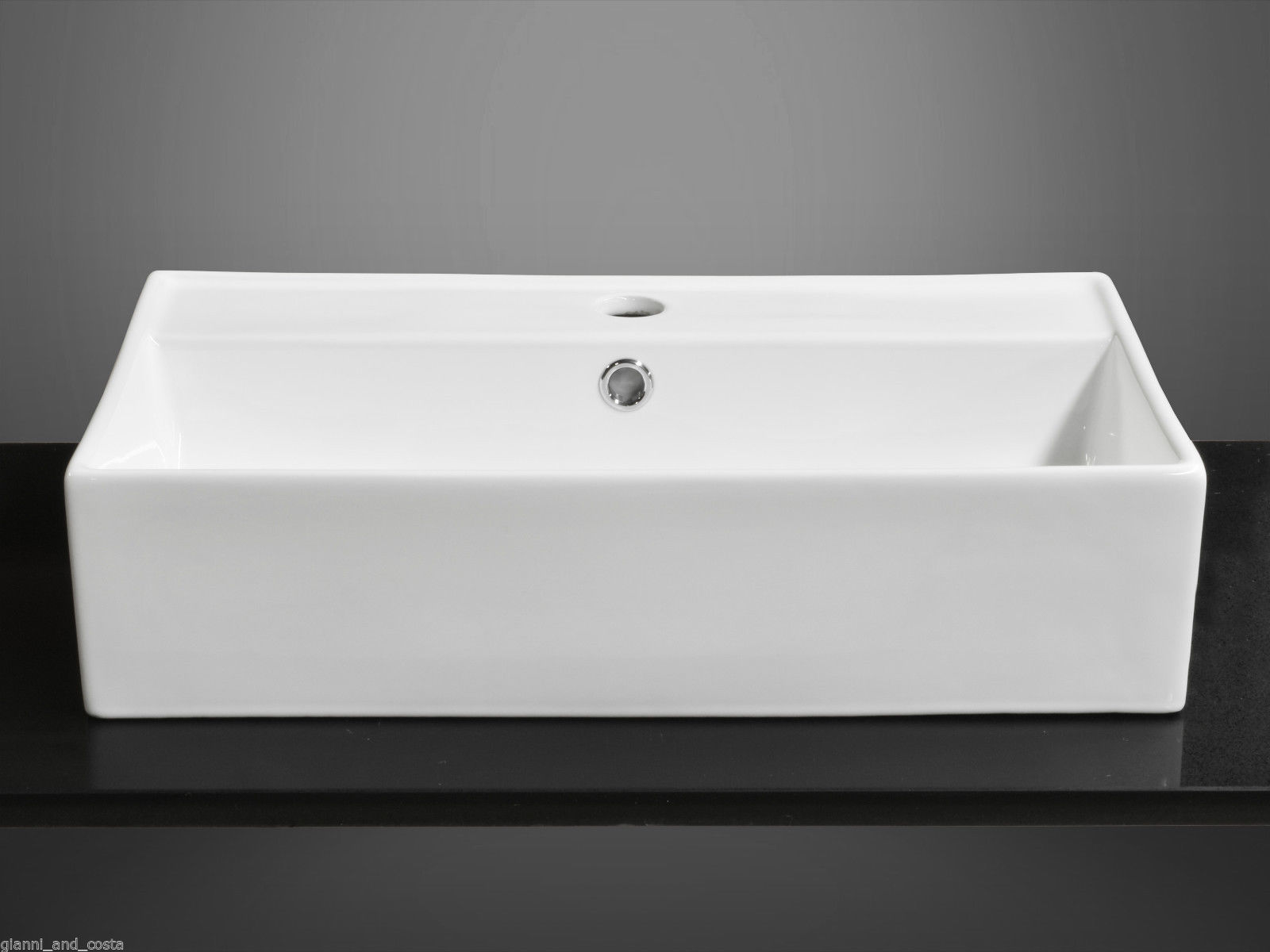  CERAMIC RECTANGULAR ABOVE COUNTER TOP BASIN INCLUDES POP-UP WASTE