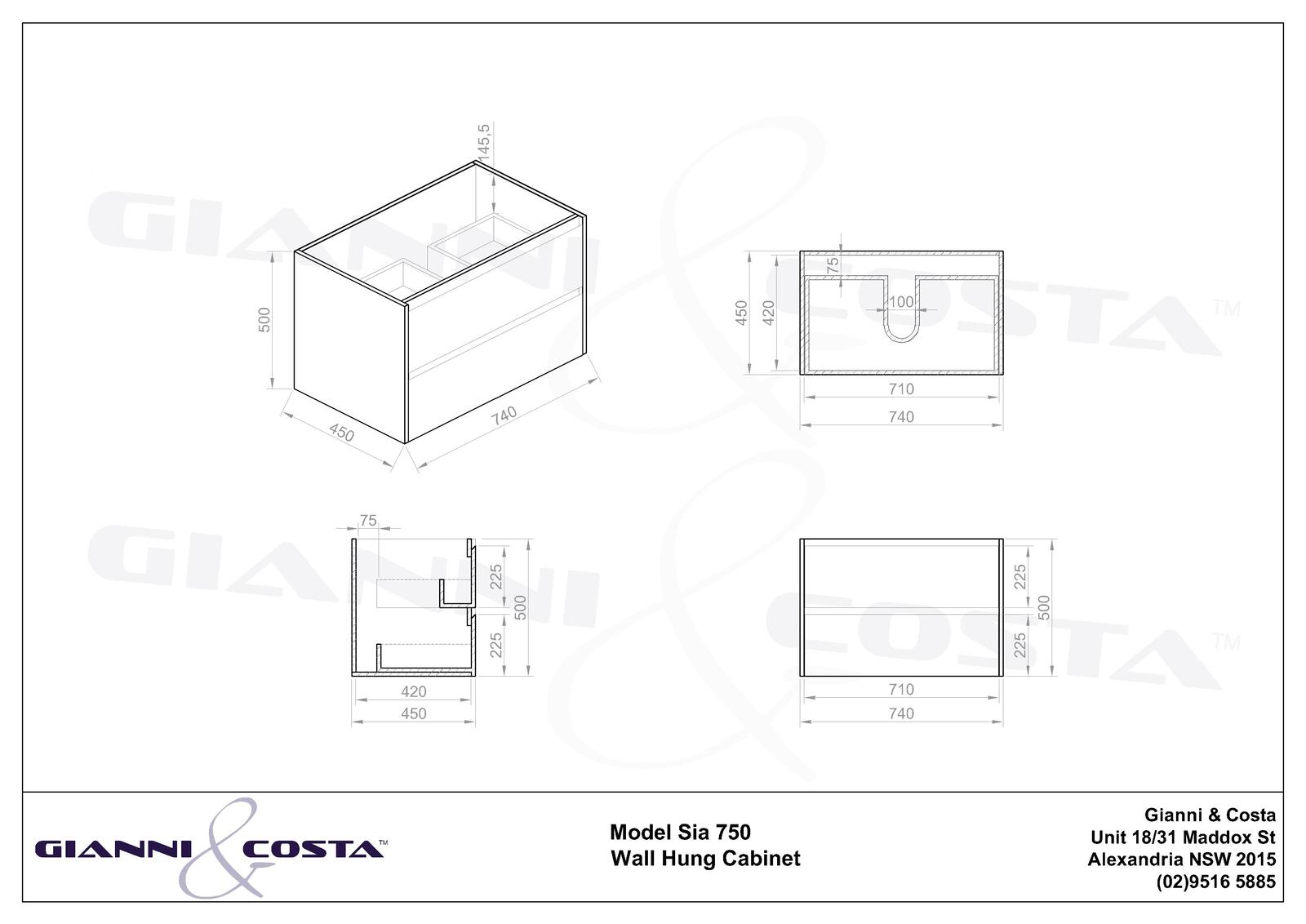Gloss White Wall Hung Bathroom Cabinet Model Sia 590mm - Oak Timber