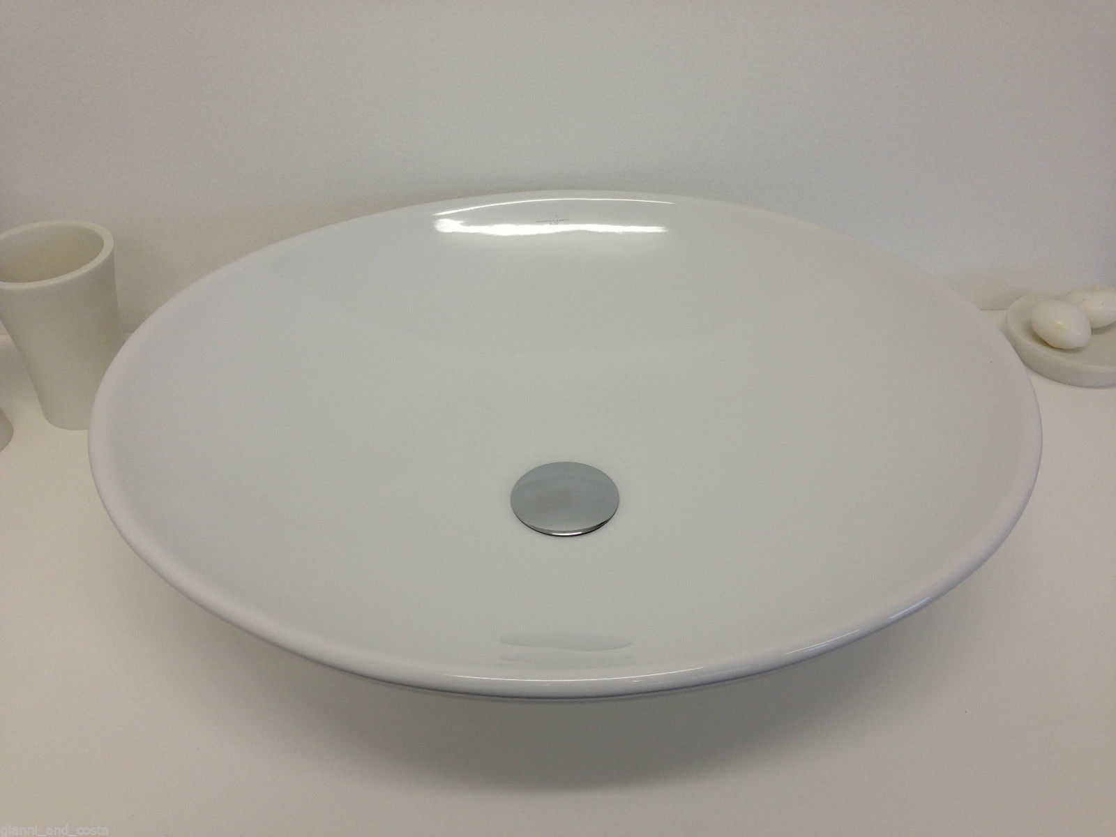  CERAMIC OVAL ABOVE COUNTER TOP BASIN FOR VANITY INCLUDES POP - UP WASTE
