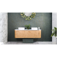1200mm Smooth Round Timber Look Vanity - Double Basin | Marina