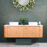 1800mm Smooth Round Timber Look Vanity - Double Basin | Marina