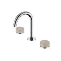 Bench Mounted Basin Set Arc Spout With Rome Travertine | Serenity