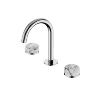 Bench Mounted Basin Set Arc Spout With Arabescato Corchia Handle | Serenity
