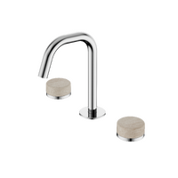 Bench Mounted Basin Set Edge Spout With Rome Travertine Handle | Serenity