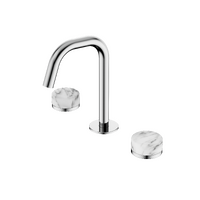 Bench Mounted Basin Set Edge Spout With Arabescato Corchia Handle | Serenity