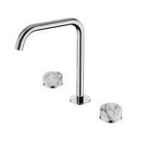 Bench Mounted Bath/Kitchen Set Edge Spout With Arabescato Corchia Handle | Serenity