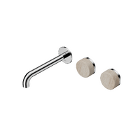 Wall Basin Set 185mm Offset Spout With Rome Travertine Handle | Serenity