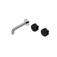 Wall Mounted Basin Set 160mm Offset Spout With Marquina Black | Serenity