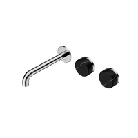 Wall Basin Set 185mm Offset Spout With Marquina Black Handle | Serenity