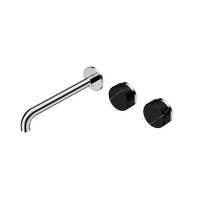 Wall Basin Set 220mm Offset Spout With Marquina Black Handle | Serenity