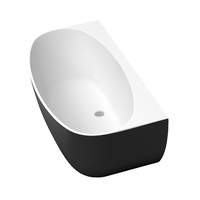 Acrylic Back To Wall Free Standing Bath Tub - Black - Model Carrara BTW 1500/1700 mm Available
