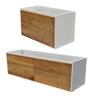 Wall Hung Bathroom Cabinet SIA - Oak Timber Drawers / 6 Sizes Available