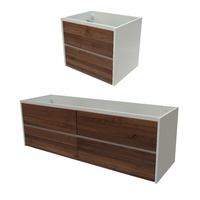 Wall Hung Bathroom Cabinet SIA - Walnut Timber Drawers / 6 Sizes Available