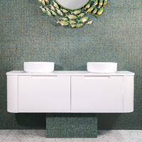 Double Basin Matte White Curved Vanity | Marina
