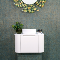 Single Basin Matte White Curved Vanity | Marina