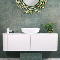 Large Single Basin Matte White Curved Vanity | Marina