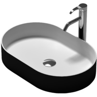  Oval Above Counter Top Basin "Stone" Solid Surface Matt Finish Black