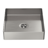 Square - 400mm Stainless Steel Basin Opal | Pop Up Waste