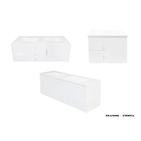 Wall Hung Vanity Cabinet Model HADI Various Colour Options w/ Polymarble Single or Double Basin & Popup Waste