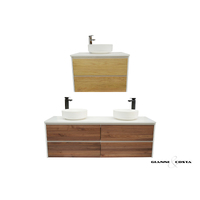 Wall Hung Vanity Cabinet Model SIA w/ Timber Drawers Various Colour Options w/ Stone Bench Top Single or Double Solid Surface Basin & Popup Waste