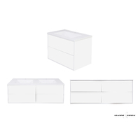 Gianni & Costa SIENA Bathroom Vanity Wall Hung Cabinet Various Colour Options with PolyMarble Single or Double Basin & Popup Waste