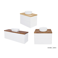 Gianni & Costa SIENA Bathroom Vanity Wall Hung Cabinet Various Colour Options w/ Timber Bench Top Single or Double Ceramic Basin & Popup Waste