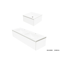 Wall Hung Vanity Cabinet Model SIA SLIM Various Colour Options w/ Polymarble Single or Double Basin & Popup Waste