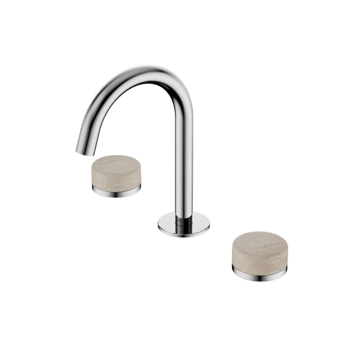 Bench Mounted Basin Set Arc Spout With Rome Travertine | Serenity