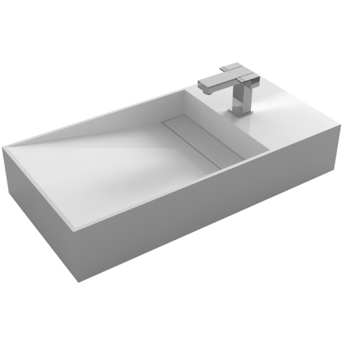 Bathroom 800mm Wall Hung Basin Vanity - Stone - Solid Surface Matt While / Black