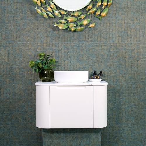 Single Basin Matte White Curved Vanity | Marina