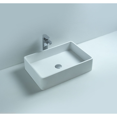 BATH ROOM - ABOVE COUNTER TOP BASIN SQUARE 600mm - STONE - SOLID SURFACE