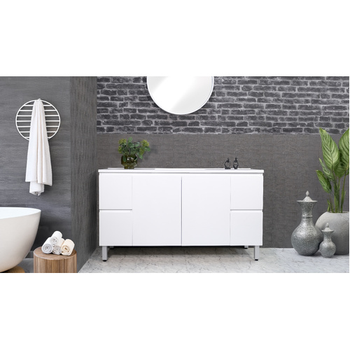 HADI FS - Free Standing Vanity Cabinet | Single/Double Polymarble Basin & Pop-up Waste