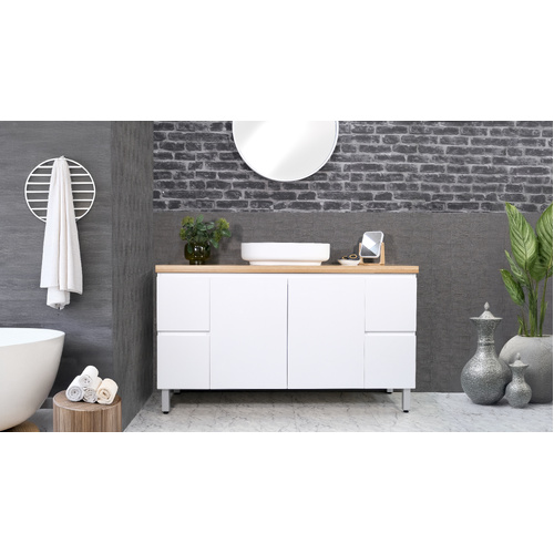 HADI FS - Free Standing Vanity Cabinet | Timber Bench Single/Double 'Stone' Basin & PUW
